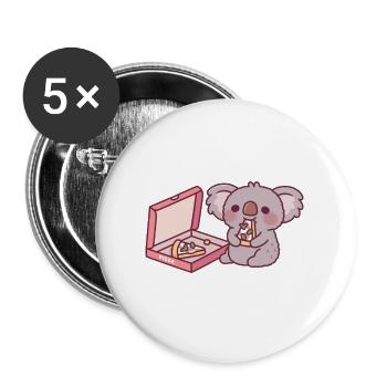 Cute Koala Bear Eating Pizza - Buttons large 2.2''/56 mm (5-pack) - white - Front