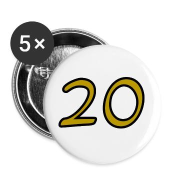 20. 20th ANNIVERSARY. 20 YEARS ANNIVERSARY. 20 YEARS. - Buttons large 2.2''/56 mm (5-pack) - white - Front