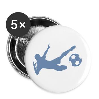 Minimalistische Silhouette Fußballspieler  - Buttons groß 56 mm (5er Pack) - Weiß - Vorne