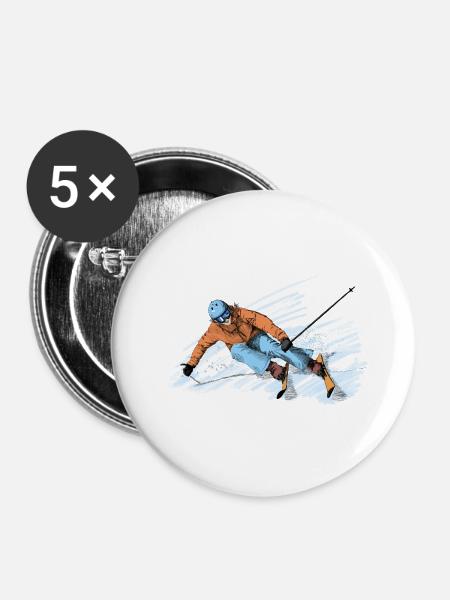 Abfahrt - Buttons groß 56 mm (5er Pack) - Weiß