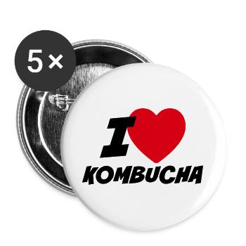 I love kombucha - Buttons large 2.2''/56 mm (5-pack) - white - Front