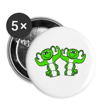 2 caterpillars bodybuilder team muscle building friends cute - Buttons large 2.2''/56 mm (5-pack) - white - Front