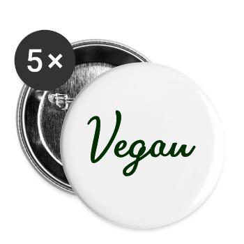 Vegan - Veganerin - Veganer - Buttons groß 56 mm (5er Pack) - Weiß - Vorne