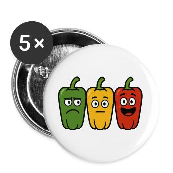 Stimmungsvolle Paprika - Buttons groß 56 mm (5er Pack) - Weiß - Vorne