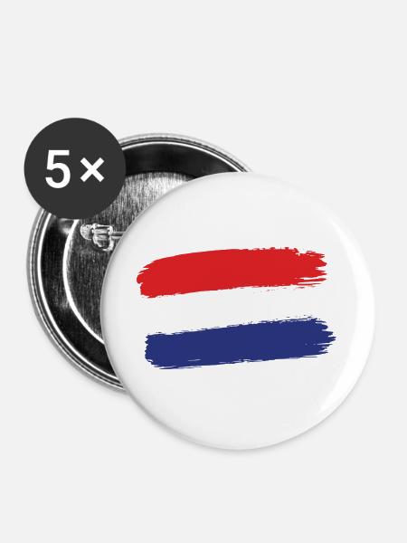 Holländische Flagge Pinselstrich - Buttons groß 56 mm (5er Pack) - Weiß