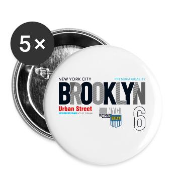 Brooklyn Cityscape Typographie urbaine - Lot de 5 grands badges (56 mm) - blanc - Devant