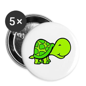 turtle cute smiling happy funny - Buttons large 2.2''/56 mm (5-pack) - white - Front