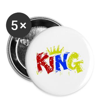 Roi coloré - Lot de 5 grands badges (56 mm) - blanc - Devant