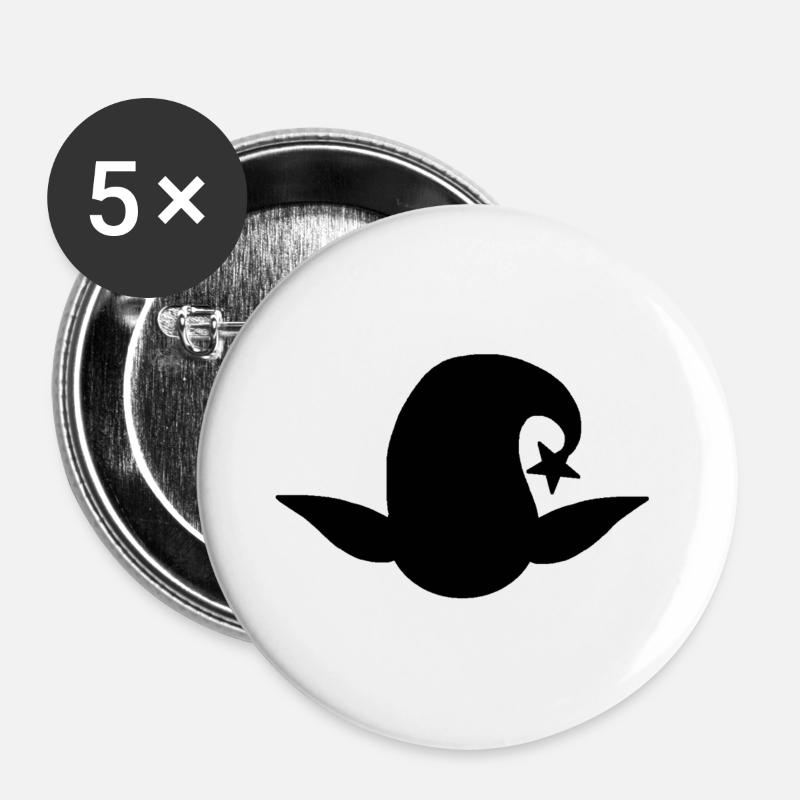 Silhouette des Lunali-Kopfes - Buttons groß 56 mm (5er Pack) - Weiß