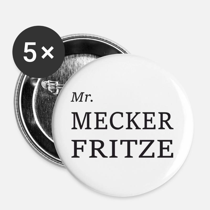 Meckerfritze - Buttons groß 56 mm (5er Pack) - Weiß