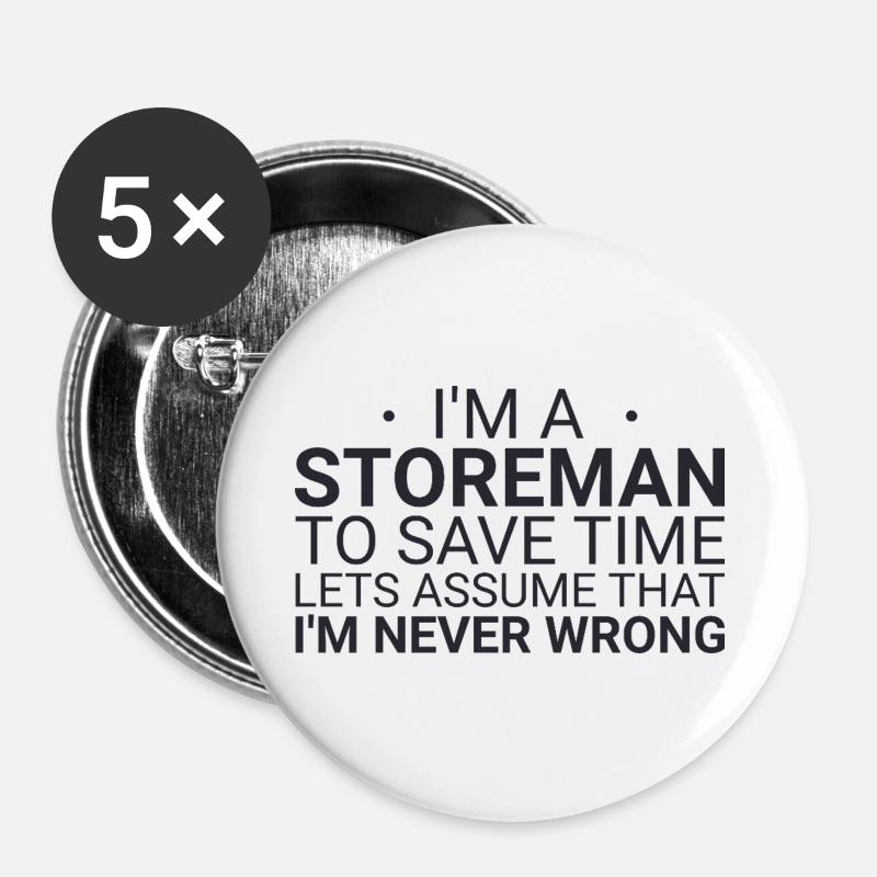 Storeman Never Wrong - Buttons large 2.2''/56 mm (5-pack) - white