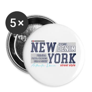 New Yorker Streetstyle Denim-Design - Buttons groß 56 mm (5er Pack) - Weiß - Vorne