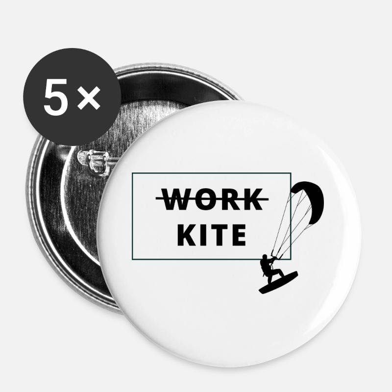 Kitesurfing, no work - kite - Buttons large 2.2''/56 mm (5-pack) - white