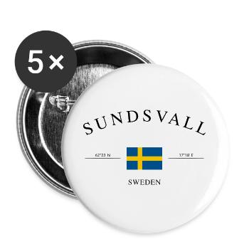 Sundsvall Sweden – Holiday Souvenir & Gift - Buttons large 2.2''/56 mm (5-pack) - white - Front