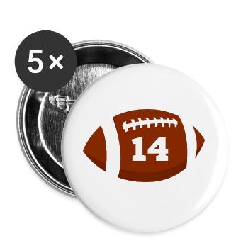 Numéro 14 rugby - 14e anniversaire rugby - Lot de 5 grands badges (56 mm) - blanc - Devant