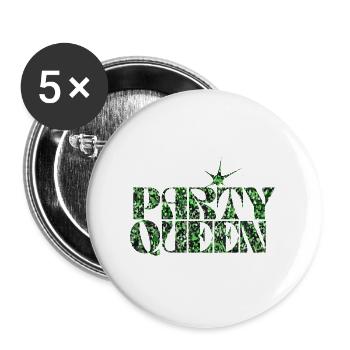 Party Queen Green Glitter Typography - Buttons large 2.2''/56 mm (5-pack) - white - Front