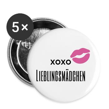 Kiss Me – Romantic Lip Design xoxo - Buttons large 2.2''/56 mm (5-pack) - white - Front