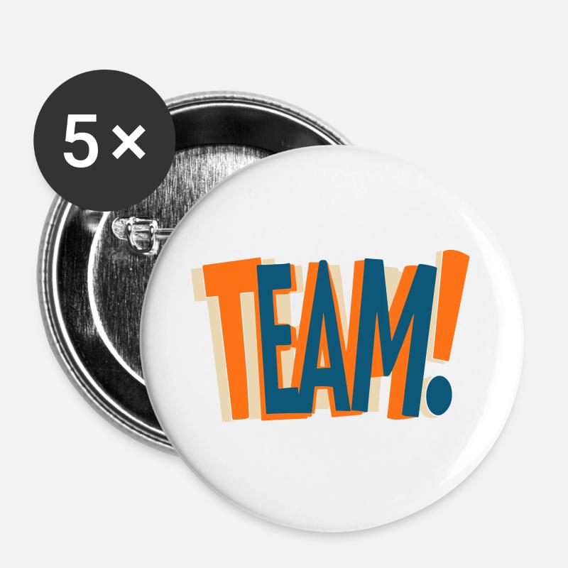 Team Text Design - Buttons large 2.2''/56 mm (5-pack) - white