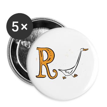 Pension Canard - Retraite - Rente - Lot de 5 grands badges (56 mm) - blanc - Devant
