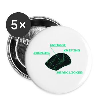 Headclicker Gaming Blueprint Neon Design - Buttons groß 56 mm (5er Pack) - Weiß - Vorne