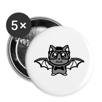 mignon nerd chauve-souris lunettes noeud papillon Halloween geek - Lot de 5 grands badges (56 mm) - blanc - Devant