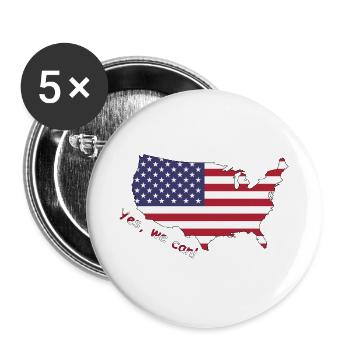 USA Flag Contour Motif - Buttons large 2.2''/56 mm (5-pack) - white - Front