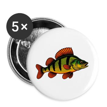 Perche Perche Perche Perche Perche Pêche Perche Perche - Lot de 5 grands badges (56 mm) - blanc - Devant