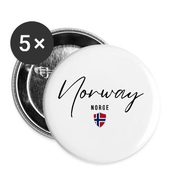 Elegantes Design Norwegen, norwegischer Stolz - Buttons groß 56 mm (5er Pack) - Weiß - Vorne
