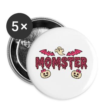 Momster Leoparden Pink Halloween - Buttons groß 56 mm (5er Pack) - Weiß - Vorne