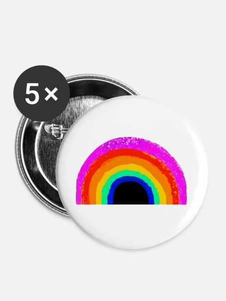 Lebendiger Regenbogenbogen - Buttons groß 56 mm (5er Pack) - Weiß