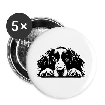 Epagneul Breton Kopf - Buttons groß 56 mm (5er Pack) - Weiß - Vorne