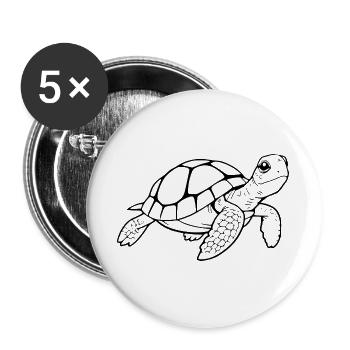 Schildkröte Schildkröten Geschenk - Buttons groß 56 mm (5er Pack) - Weiß - Vorne