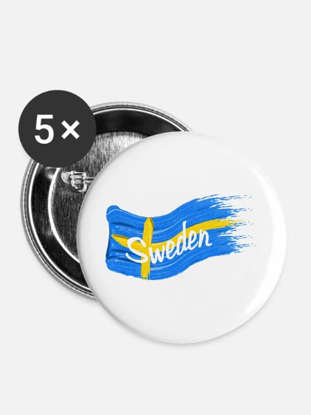 Schwedische Fahne - Buttons groß 56 mm (5er Pack) - Weiß