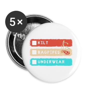 Kilt Scotland Scotland Jupe Tartan - Lot de 5 grands badges (56 mm) - blanc - Devant