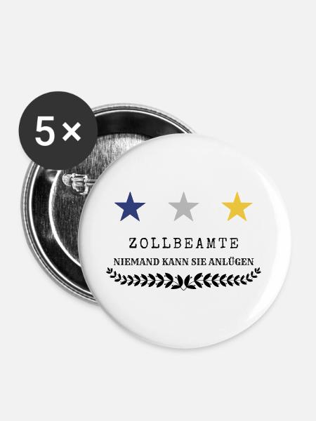 Zollbeamter - Buttons groß 56 mm (5er Pack) - Weiß