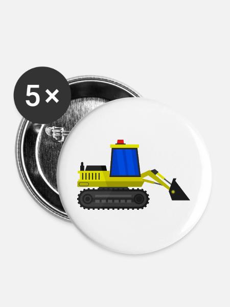 Bagger - Buttons groß 56 mm (5er Pack) - Weiß