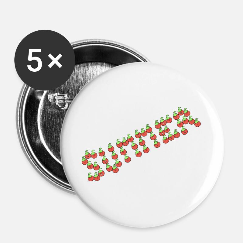 Summer tomato - Buttons large 2.2''/56 mm (5-pack) - white