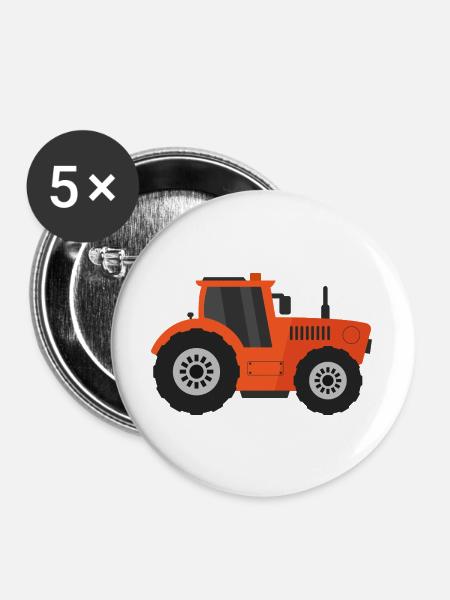 Traktor - Buttons groß 56 mm (5er Pack) - Weiß