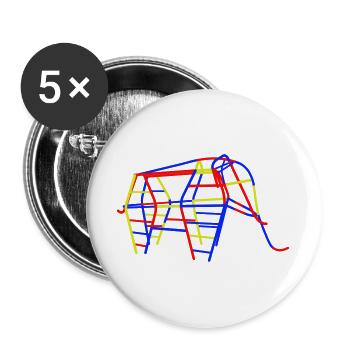 GDR Climbing Elephant - Buttons large 2.2''/56 mm (5-pack) - white - Front
