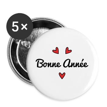 ALLES GUTE ZUM NEUEN JAHR. SILVESTER. NEUJAHR - Buttons groß 56 mm (5er Pack) - Weiß - Vorne