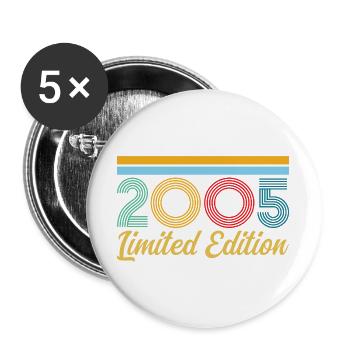 2005 Geburtstag Born In 2005 Vintage-Retro-Geschenk - Buttons groß 56 mm (5er Pack) - Weiß - Vorne