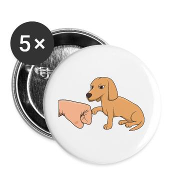 Cute Dachshund Dog Fist Bump Funny Pet Owner Gift - Buttons large 2.2''/56 mm (5-pack) - white - Front