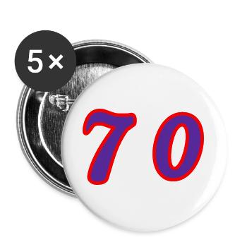 70. 70 ANS. 70e ANNIVERSAIRE. ANNIVERSAIRE 70 ANS. - Lot de 5 grands badges (56 mm) - blanc - Devant