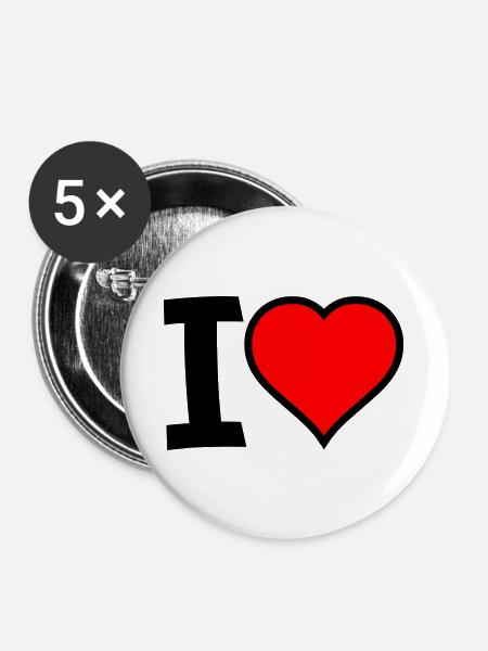 I Heart - Buttons groß 56 mm (5er Pack) - Weiß