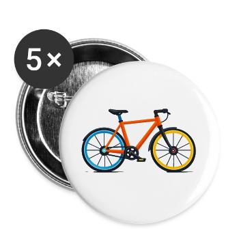 Colourful bicycle in contrasting colours - Buttons large 2.2''/56 mm (5-pack) - white - Front