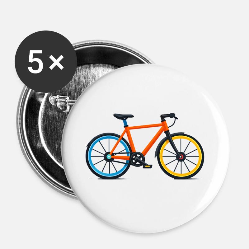 Colourful bicycle in contrasting colours - Buttons large 2.2''/56 mm (5-pack) - white