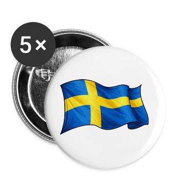 Schweden Fahne - Buttons groß 56 mm (5er Pack) - Weiß - Vorne