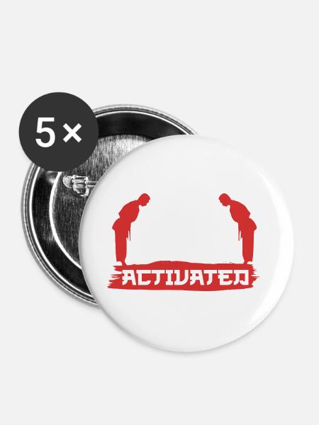 Judo Kampfsport - Buttons groß 56 mm (5er Pack) - Weiß