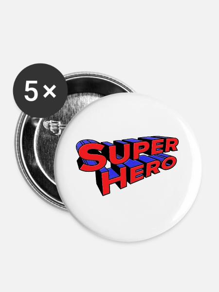 Superhelden-Aussage - Buttons groß 56 mm (5er Pack) - Weiß