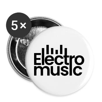 Elektro-Musik-Logo - Buttons groß 56 mm (5er Pack) - Weiß - Vorne